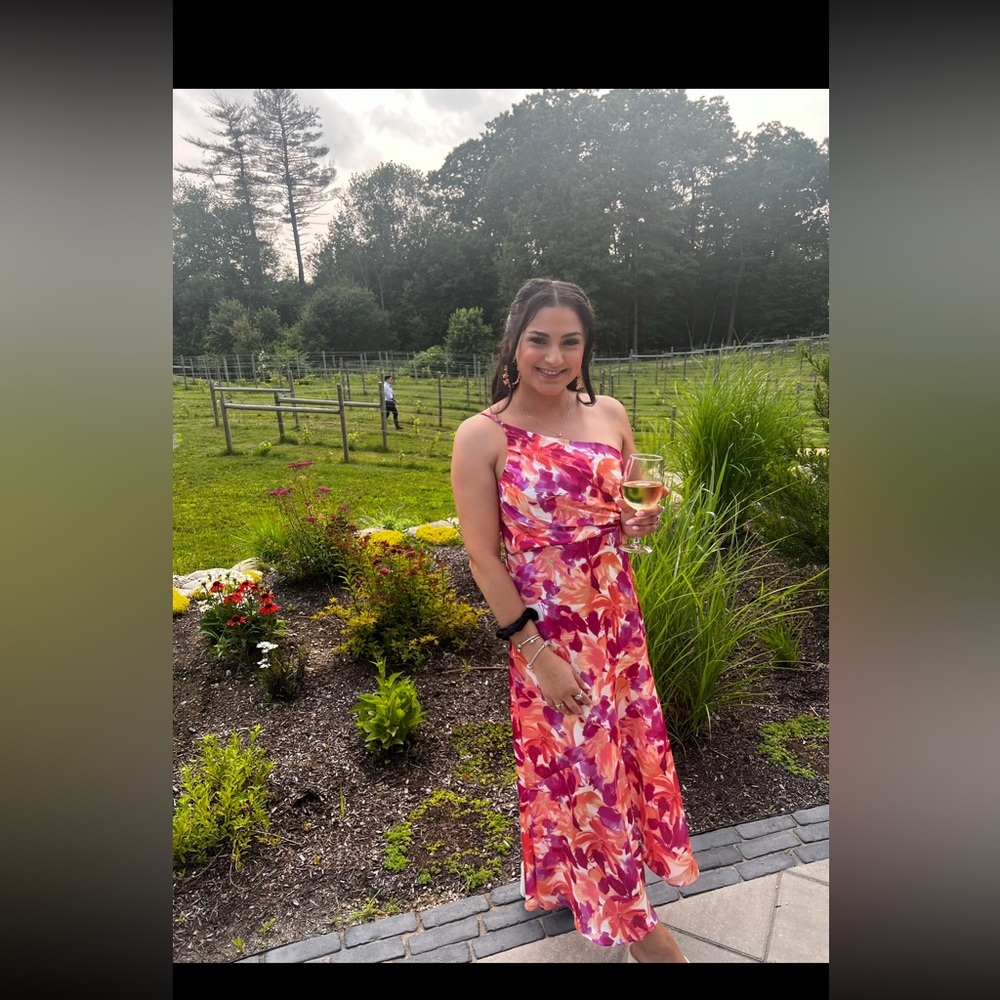 Lulu's Vibrant Pink and Orange Floral Dress